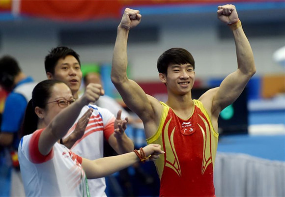 高清组图：全运会体操男子跳马，黄明淇夺冠