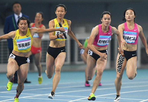 高清組圖：全運會女子4×100米接力，蘇閩湘隊奪冠