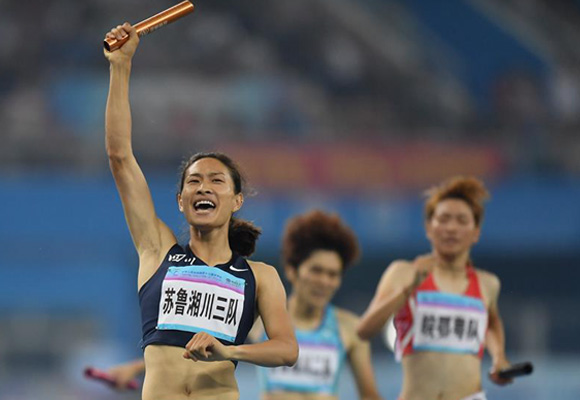 高清組圖：全運會田徑女子4×400米接力，蘇魯湘川三隊奪冠