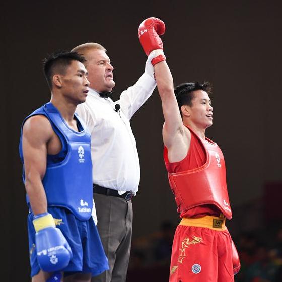 亞運會武術——男子散打56公斤以下級：中國選手申國順奪冠