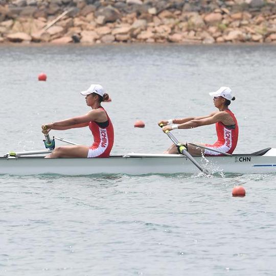 亞運會賽艇——中國選手巨蕊、林心玉獲得女子雙人單槳冠軍