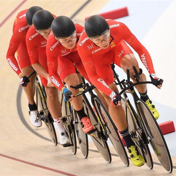 亚运会场地自行车——中国队晋级男子团体追逐赛决赛