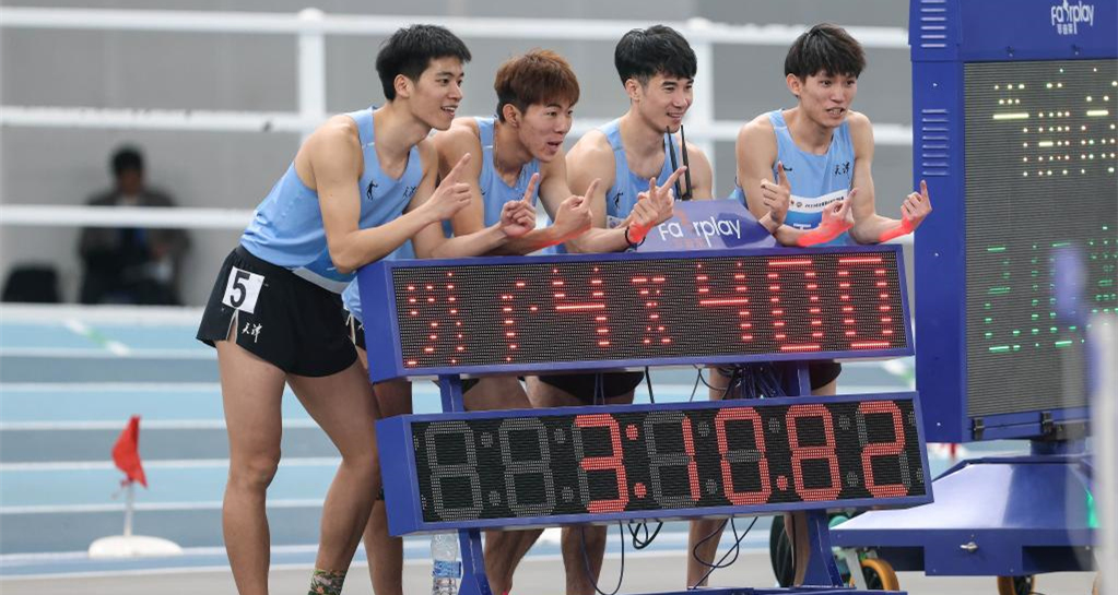 田径——全国室内锦标赛：天津队打破男子4X400米接力全国室内纪录