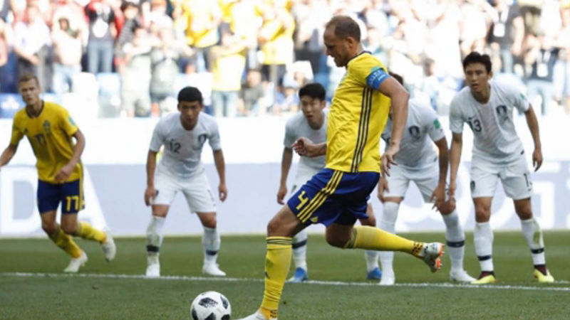 瑞典1-0韩国 格兰奎斯特点球破门